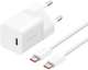 Зарядний пристрій Baseus GaN5 Fast Charger 1C 30W EU + Data Cable Type-C to Typ-C 100W Moon White (P10110902213-00) - зображення 1