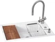Кухонна мийка GRANADO Royal Estella 6-в-1 White зі змішувачем, дозатором для миючого, подрібнювачем, металевим кошиком та кухонною дошкою - зображення 1