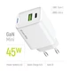 Сетевое зарядное устройство ColorWay GaN Mini 45W PD Port PPS USB (Type-C PD + USB QC4.0) White (CW- - изображение 11