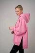 Худи женское на флисе ТAPE22 с объемным капюшоном и разрезами по бокам ONE SIZE (XS-L) розовый ТAPE22 - изображение 2
