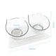 Миска для кота двойная с нескользящей наклонной подставкой из ABS пластика Feeding Bowl прозрачная (FВ-26428) - изображение 3