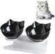 Миска для кота двойная с нескользящей наклонной подставкой из ABS пластика Feeding Bowl черная (FВ-26438) - изображение 7