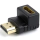 Адаптер Cablexpert HDMI - HDMI (M/F), угол 90 градусов, черный (A-HDMI90-FML) пакет - изображение 1