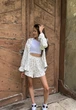 Костюм для девочки детский комплект подростковый летний из хлопка (рубашка, шорты и топ) IRmAS 1271 размер рост 158 сердца - изображение 3