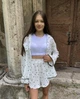 Костюм для девочки детский комплект подростковый летний из хлопка (рубашка, шорты и топ) IRmAS 1271 размер рост 140 сердца - изображение 3