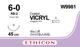 Викрил неокрашенный Ethicon LLC 45 см M0.7 USP6/0 одна игла RB-2 Тип колющий Taper Point (W9981) (30705031083381) - изображение 1