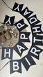 Гірлянда на День Народження Happy Birthday чорно-біла HeyBaby - изображение 1