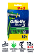 Одноразові станки Gillette Blue3 Sensitive 9+3 12 штук 3 леза з алое для чутливої шкіри - зображення 1