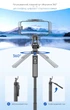 Трипод - штатив Quadropod (180 см max. висота) для телефону, фото, відео 360° (екшн камери, фотоапарата з різьбою у 1.4'') / Bluetooth 5.2 пульт / Стедікам - селфі палиця - зображення 3
