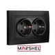 Розетка двомісна з заземлюючим контактом MARSHEL ELEGANT RS16-380 Black - зображення 2