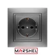 Розетка одноместная с заземляющим контактом MARSHEL ELEGANT RS16-379 Graffite - изображение 1