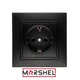 Розетка одноместная с заземляющим контактом MARSHEL ELEGANT RS16-379 Black - изображение 1