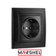 Розетка одноместная с заземляющим контактом MARSHEL ELEGANT RS16-379 Black - изображение 2