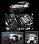 Конструктор автомобіля Porsche 911 RSR на 1580 деталей в масштабі 1:10 з двигуном, LED підсвіткою і пультом дистанційного управління - зображення 8
