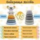 Набор кубики детские и пирамидка детская сортер развивающие игрушки для детей и малышей мягкие силиконовые тактильные с цифрами для купания грызунок коала - изображение 12