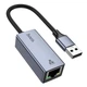 Зовнішня мережева карта USB-A на RJ45 LAN Hoco UA37 Ethernet Adapter (1000 Мбіт/с, 12 см). Gray - зображення 2