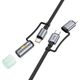 Кабель Hoco All-in-one charging data cable c / iP to C / LED light U138 |1.2m, PD27/60W| черный - изображение 2