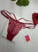 Жіночі трусики стринги Obsessive Ivetta L-XL бордові мереживо - изображение 3