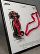 Модель Bburago з Рамкою Тримачем 2в1 на Стіну або Полку з F1 Ferrari SF24 та 3D Трасою Italian Grand Prix "Imola" / Сезон 2024 Season Model Car #16 Charles Leclerc / Шарль Леклер SF-24 - зображення 2
