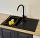 Кухонная мойка гранит GRANADO Valencia black shine (0701) + сифон одинарный для кухонной мойки Nova - изображение 2