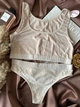 Комплект топ без поролона + трусики стринги 513 Vanilya Secret капучино M/L - изображение 1