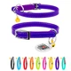 Ошейник для котов кожаный WAUDOG Glamour с QR паспортом, без украшений, Ш 9 мм, Дл 17-20 см фиолетовый - изображение 1