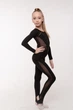 Комбінезон для гімнастики та хореографії WorldG CARBON 116- 122 з рукавами спинка сітка чорний - зображення 2
