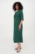 Лляна міді сукня для великих фігур зі складками однотонна Індіра (Plus size). Зелений, р.58, код 0456/58/534 - изображение 2