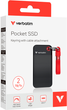 Dysk SSD Verbatim Pocket SSD 2TB USB 3.2 Gen Type-C Czarny-Czerwony (0023942321965) External - obraz 4
