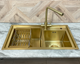 Gold Stainless Steel SP8045G - Подвійна кухонна мийка з нержавіючої сталі Platinum Handmade - зображення 3