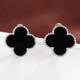 Серьги Fashion Jewelry черный клевер английский замок серебристый цвет (SVS) - изображение 5