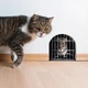 Наклейка 3D декоративная Мышь в норе за решеткой ПВХ для настенного декора помещений и предметов, Серый с черным - изображение 4