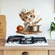 Интерьерная наклейка для кухни на стену, холодильник, дверь Кот повар 15х15 см. Разноцветный - изображение 3