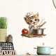 Интерьерная наклейка для кухни на стену, холодильник, дверь Кот повар 15х15 см. Разноцветный - изображение 7