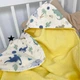 Дитячий банний рушник 0-3 роки 70х70 см Oh My Kids "Dino" жовтий - зображення 1