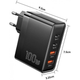 Сетевое зарядное устройство Essager 100W GAN (2xType-C + 2xUSB-A) Black - изображение 3