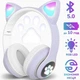 Беспроводные Bluetooth наушники с светящимися кошачьими LED ушками Vander STiN-28 micro SD, AUX Фиолетовый - изображение 2