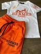 Детский костюм Hermes на мальчика (футболка+шорты) 104-110 см белый с оранжевым - изображение 6