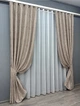 Комплект штор VR-Textil Лен Мрамор 150х270 2шт и Тюль 400х270 1717ш-1276т Серо-бежевый с белым 71-013/3 - изображение 2