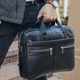 Кожаная мужская сумка для ноутбука 15.6 дюйма Tiding Bag N8256 Черная 39х29х7 см - изображение 4