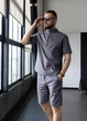 Чоловічий комплект із льону MonsterBrand 4XL (58) Графіт, сорочка та шорти - зображення 3