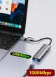 Мережева карта Deepfox-2501 Gigabit Type C/Type A 6 in 2 алюмінієва USB 3.2 hub RJ45 мережевий адаптер 1000 Мбіт/с - зображення 8