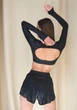 Комплект Dressfit женский CLEO BUTTERFLY black leather рашгард + шорты-юбка для танцев S|M - изображение 2