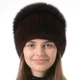 Шапка норковая вязаная Меховой Стиль Стрекоза с разрезом 54-60 Коричневый (117/1/J) - изображение 2