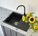 Кухонна мийка граніт GRANADO Salamanka New black shine (0601) - зображення 2