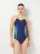 Купальник слитный женский Arena Breath Swimsuit V Back Lb 008330-760 38 Черный/Желтый/Зеленый/Синий (3468337422044) - изображение 1