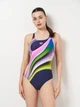 Купальник слитный женский Arena Water Fluids Swimsuit Swim Pro 008837-570 34 Темно-синий/Розовый/Салатовый (3468337533269) - изображение 1