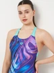 Купальник слитный женский Arena Flow Swimsuit V Back Lb 008935-790 42 Темно-синий (3468337517184) - изображение 3