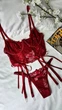 Корсетный комплект женского белья с гартерами SM2368ee Simply sexy красный L - изображение 5