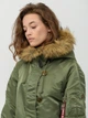 Парка зимняя с мехом женская Alpha Industries Elyse WJE45500C1 L Темно-зеленая - изображение 4